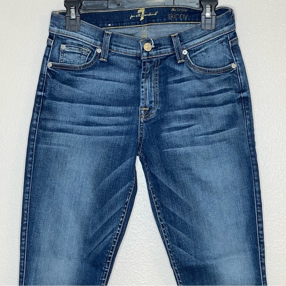 7 FOR ALL MANKIND The Ankle Skinny Mid Rise Skinny Leg Jeans Sz 28 - Picture 3 of 13